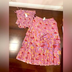 Anthropologie Floral Skirt Set